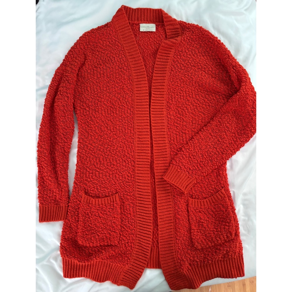 Bobbie Brooks Cardigan Sweater Orange Popcorn Knit Women’s size Small